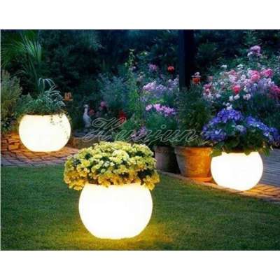 New design PE RGB waterproof  illumination decorative big size garden flower pot