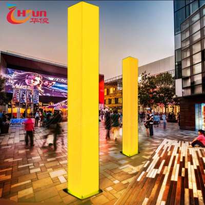 hot selling luminous  waterproof  RGB big size  square column LED pillar  lamp outdoor decoration