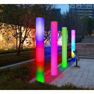 luminous  waterproof  RGB big size 200 cm  round column LED pillar  lamp outdoor decoration with  stainless steel stand